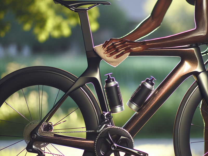 Ciclista limpando bicicleta de competição