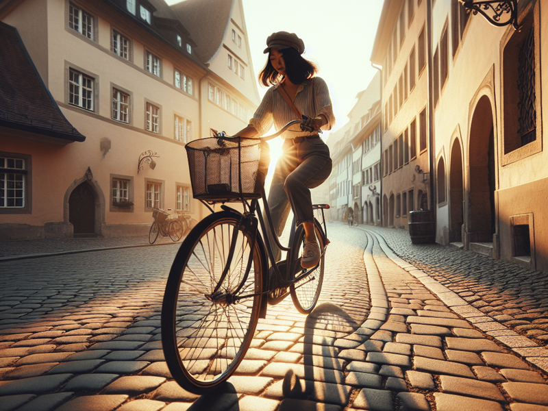 Ciclista em uma bicicleta vintage