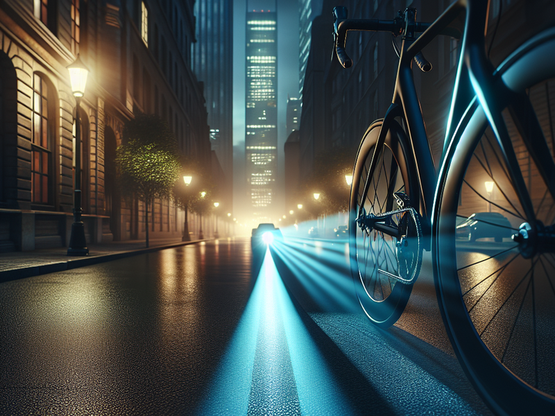 Bicicleta com luz frontal em ambiente urbano