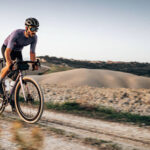 sportive gravel cyclist on the countryside